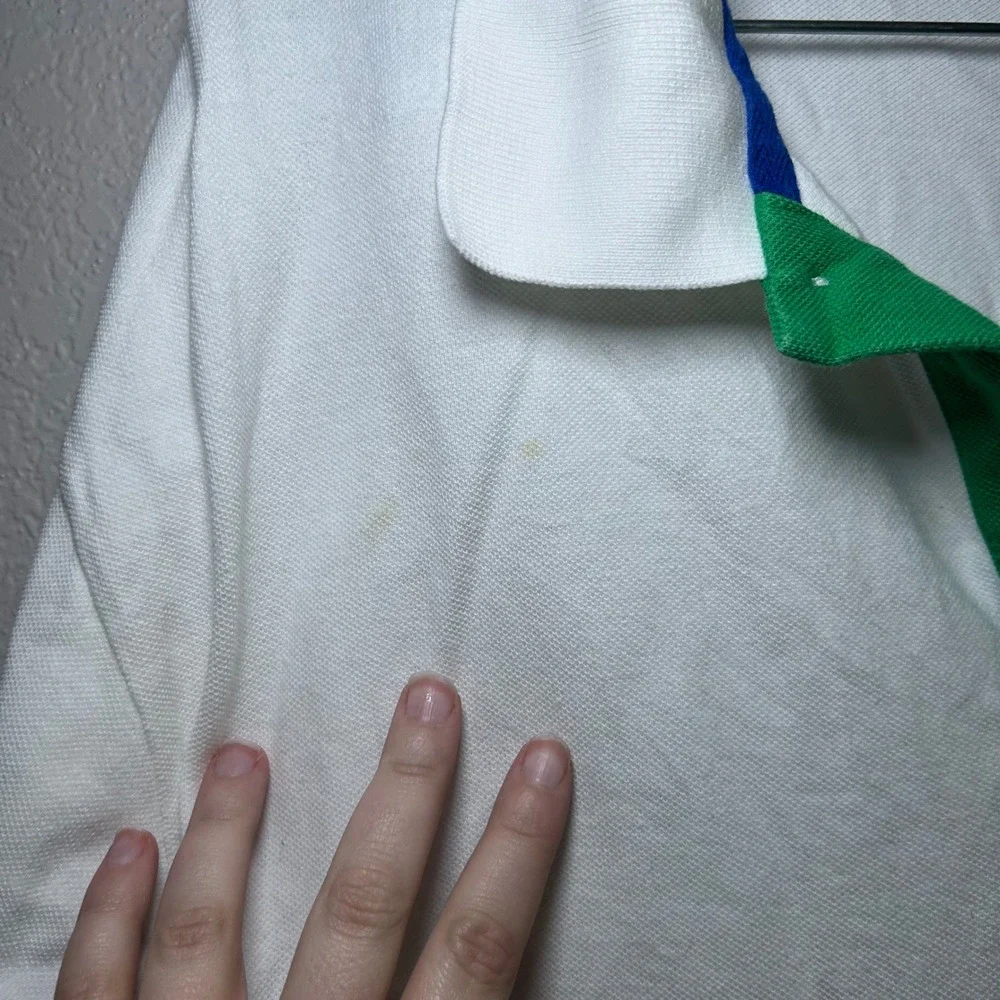 Polo Ralph Lauren Mens 2XB White Big Pony Polo Shirt Blue Orange Green Accent